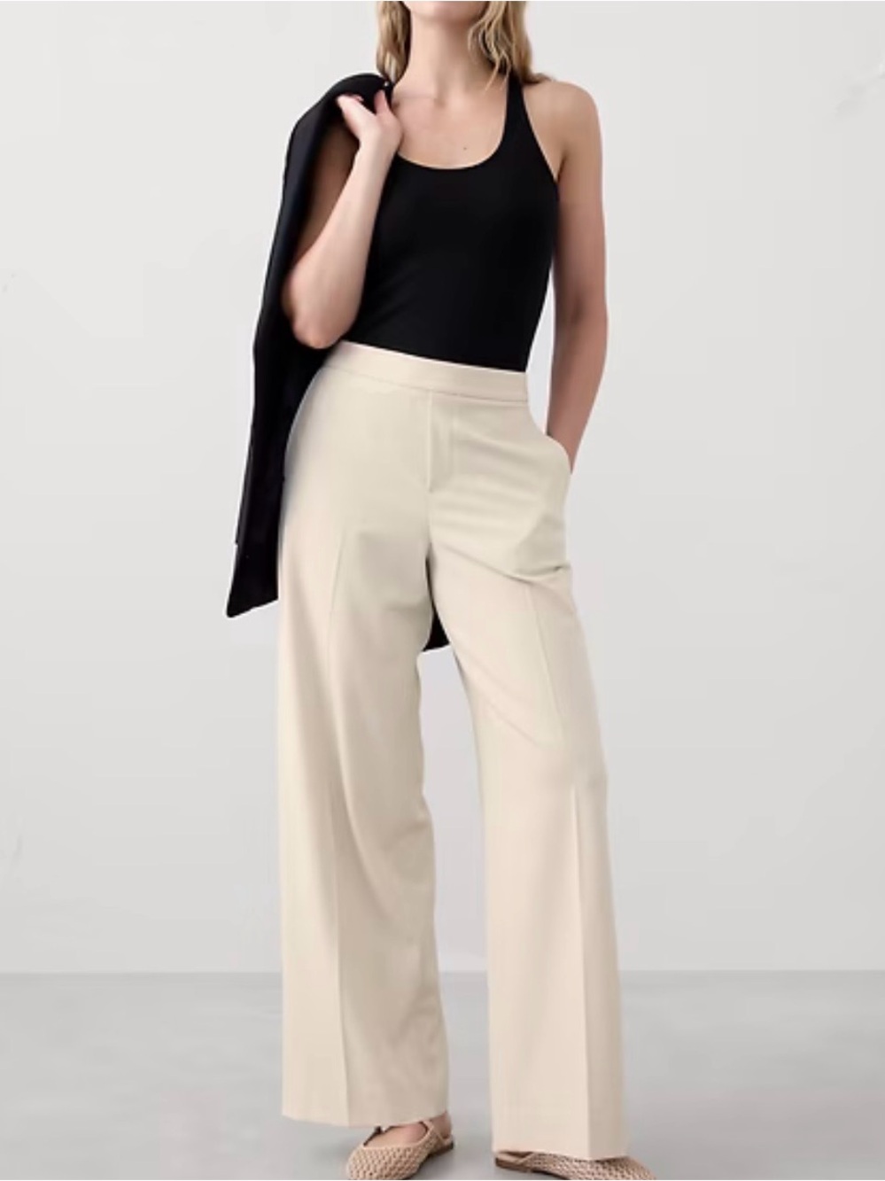 Banana Republic Cream Wide-Leg Trousers